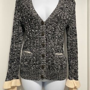 Philosophy di Lorenzo Serafini Black & Cream Marled Button-Front Knit Cardigan